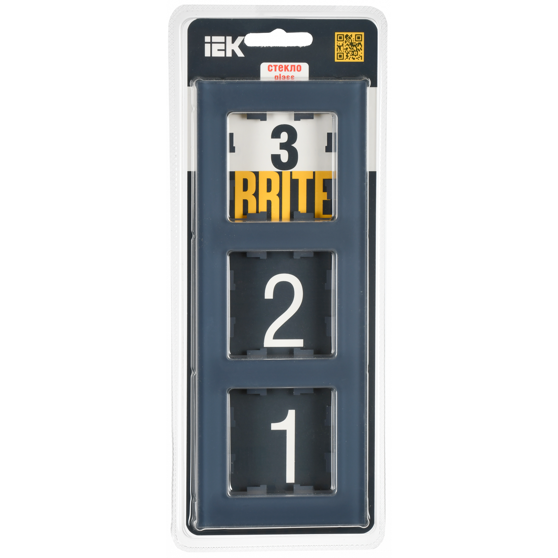 BRITE Рамка 3-местная РУ-3-2-Бр стекло маренго матовый IEK