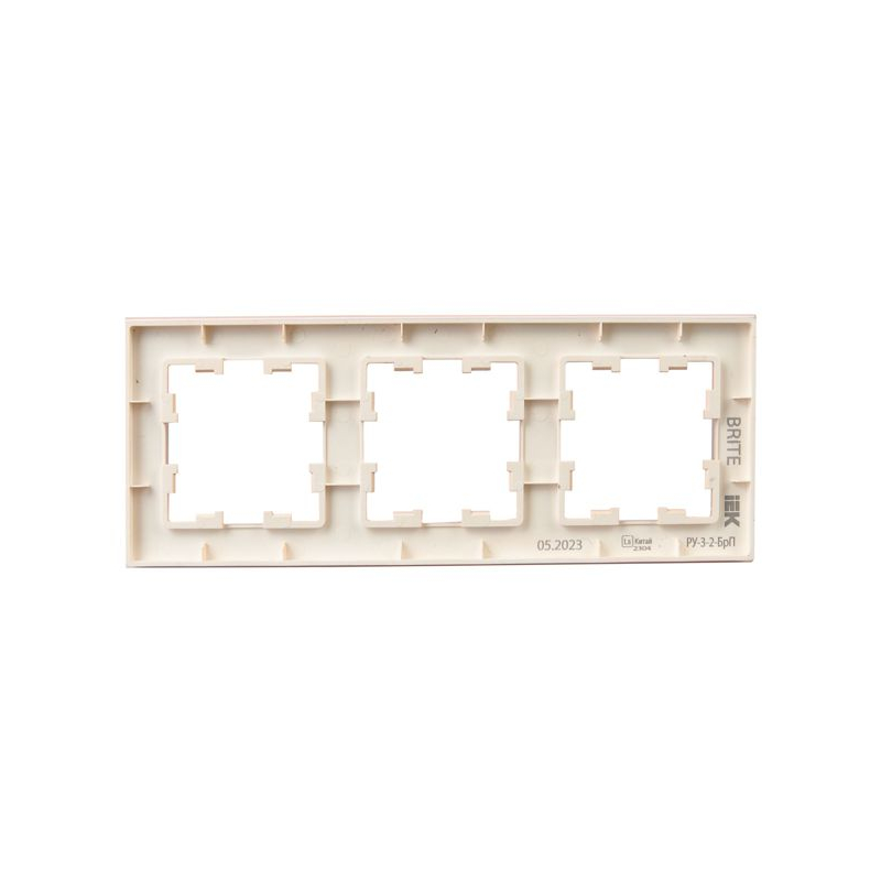 BRITE Рамка 3-местная РУ-3-2-БрП стекло персиковый матовый IEK