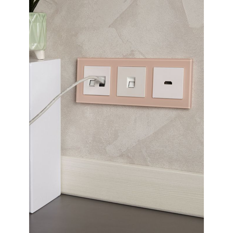 BRITE Рамка 3-местная РУ-3-2-БрП стекло персиковый матовый IEK