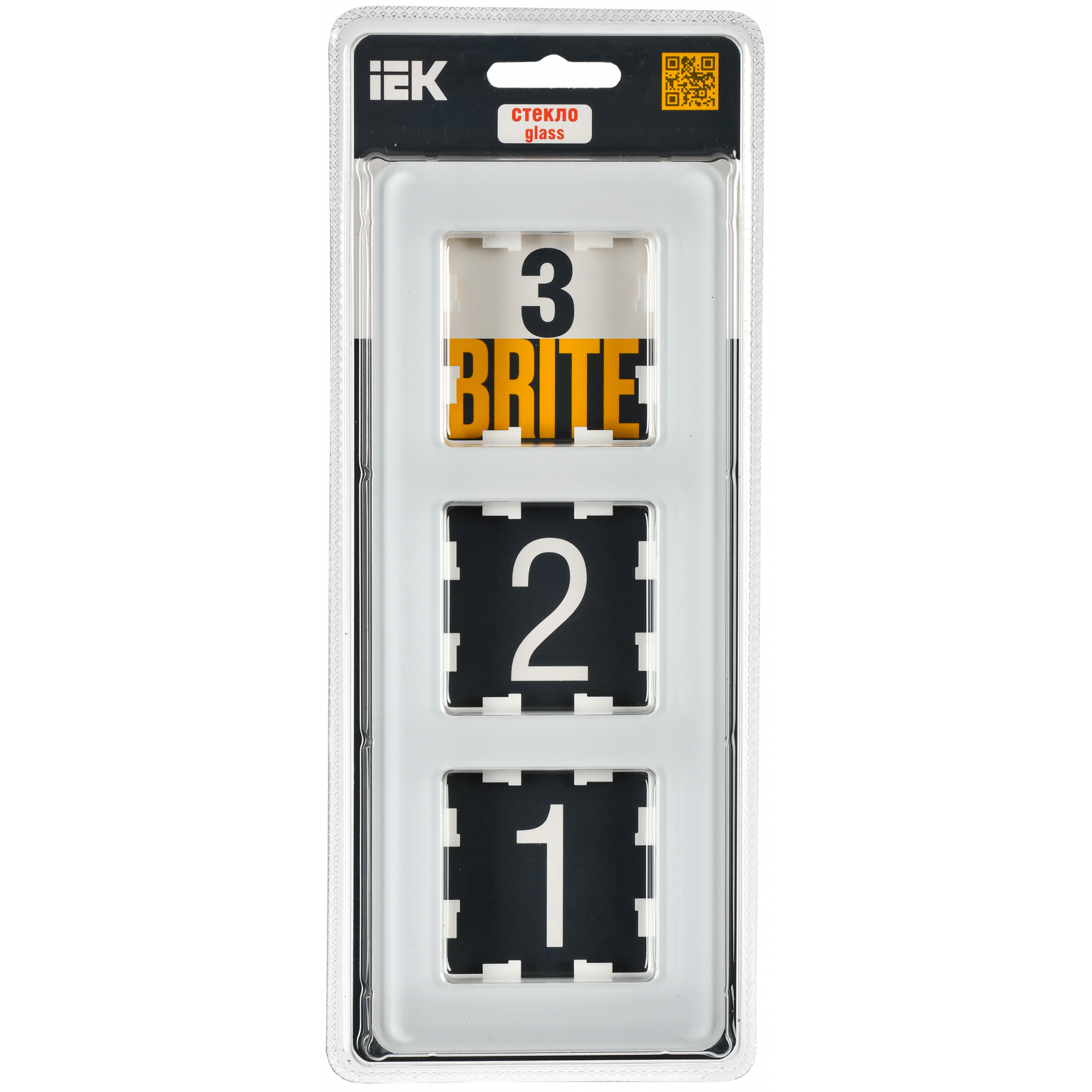 BRITE Рамка 3-местная РУ-3-2-Бр стекло белый RE IEK