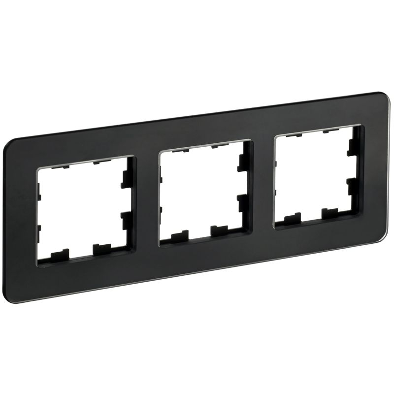 BRITE Рамка 3-местная РУ-3-2-Бр стекло черный RE IEK