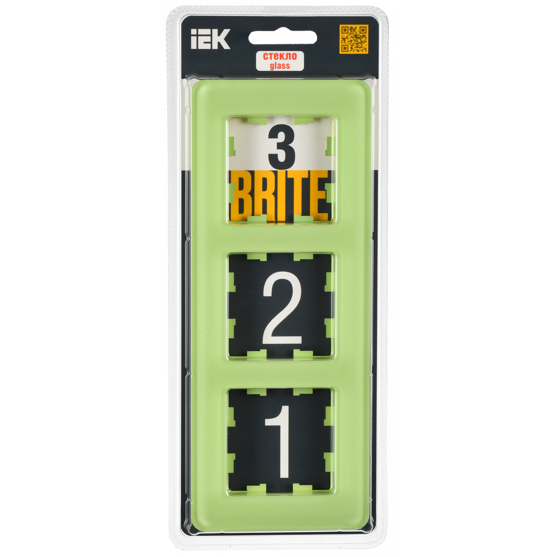 BRITE Рамка 3-местная РУ-3-2-Бр стекло эко грин RE IEK