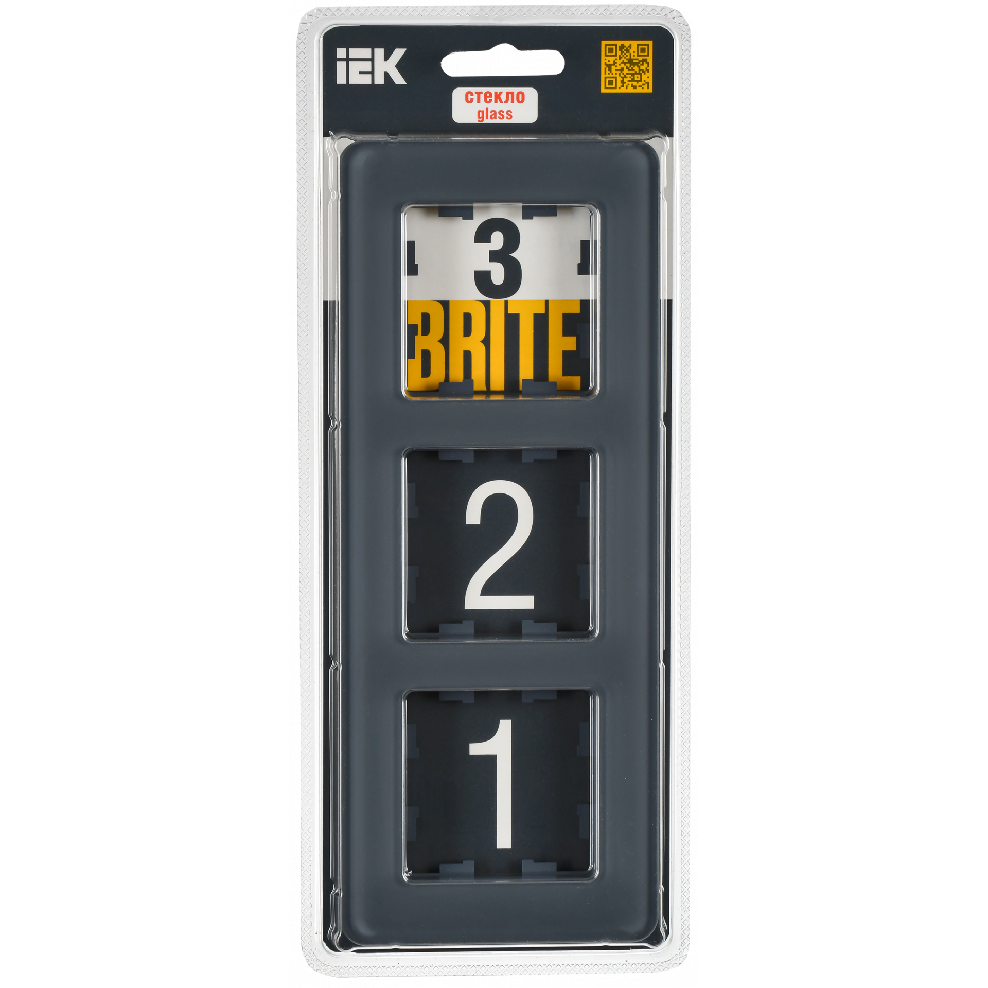 BRITE Рамка 3-местная РУ-3-2-Бр стекло графит RE IEK