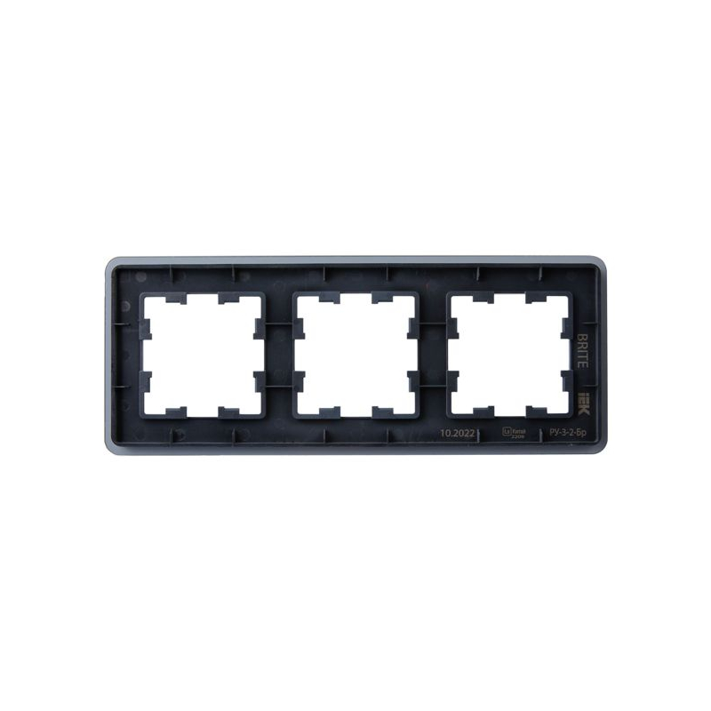 BRITE Рамка 3-местная РУ-3-2-Бр стекло графит RE IEK