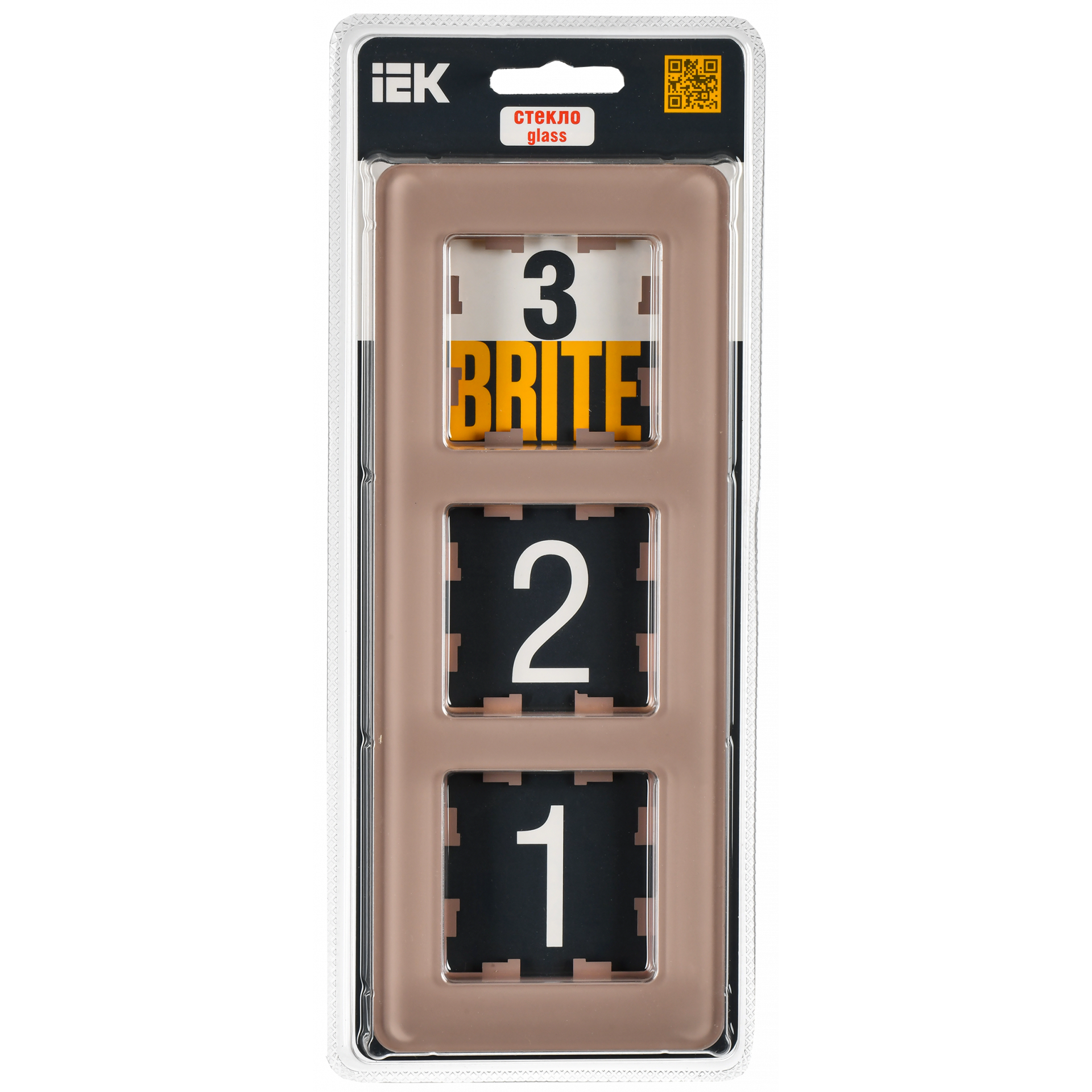 BRITE Рамка 3-местная РУ-3-2-Бр стекло дымчатый RE IEK