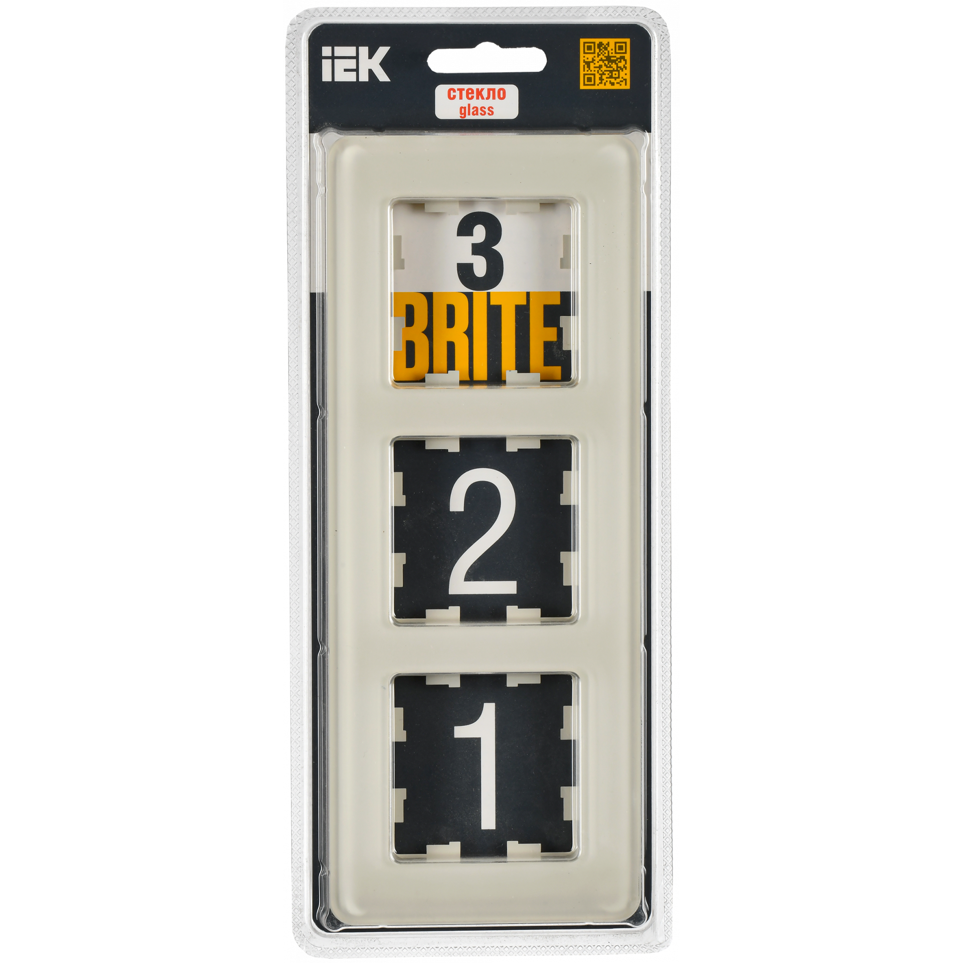 BRITE Рамка 3-местная РУ-3-2-Бр стекло песчаный RE IEK
