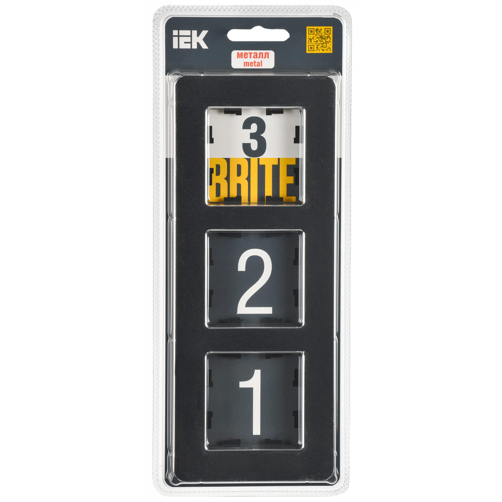 BRITE Рамка 3-местная РУ-3-1-Бр металл черный RE IEK