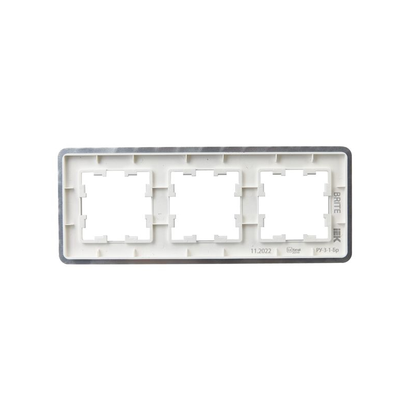 BRITE Рамка 3-местная РУ-3-1-Бр металл алюминий RE IEK