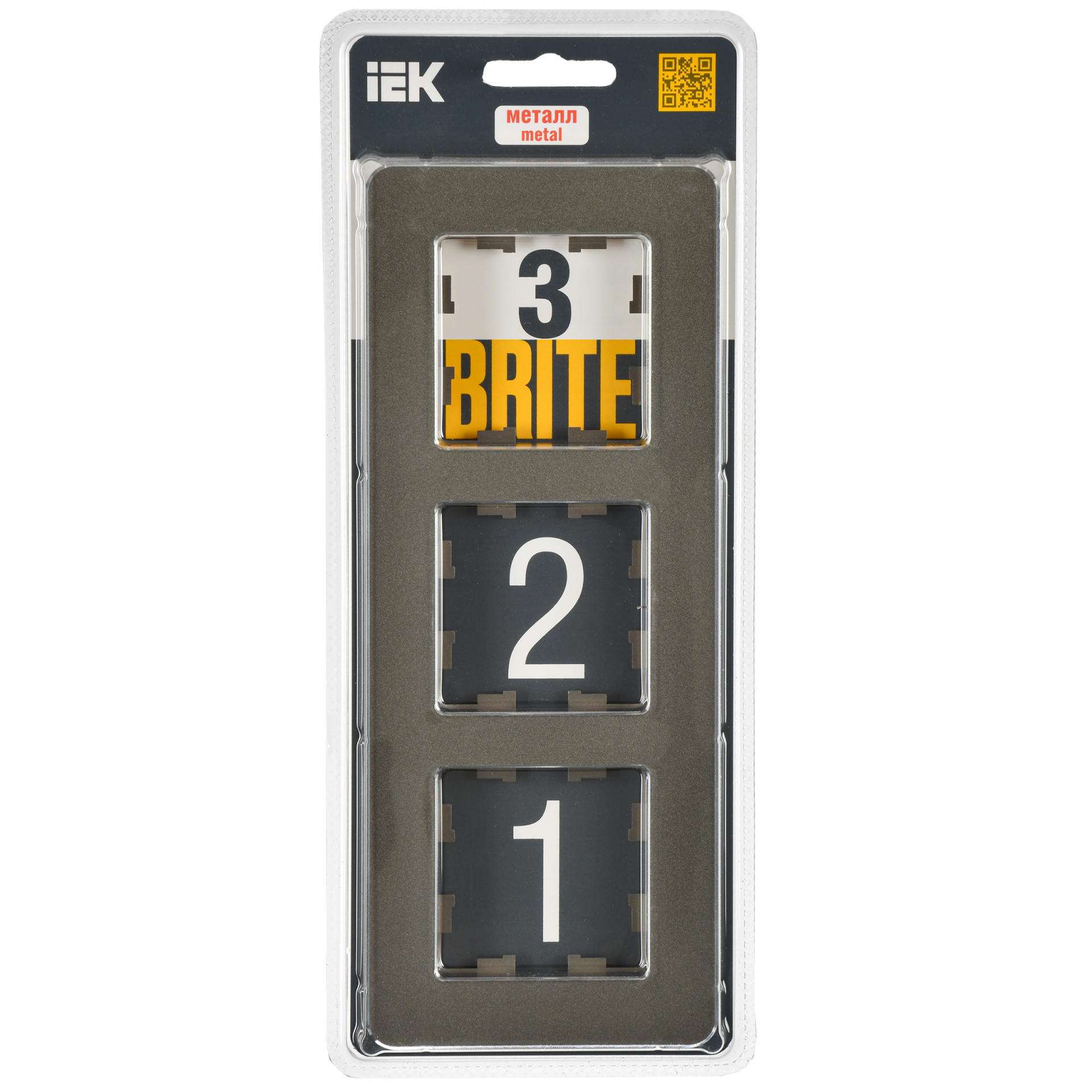 BRITE Рамка 3-местная РУ-3-1-Бр металл латунь RE IEK