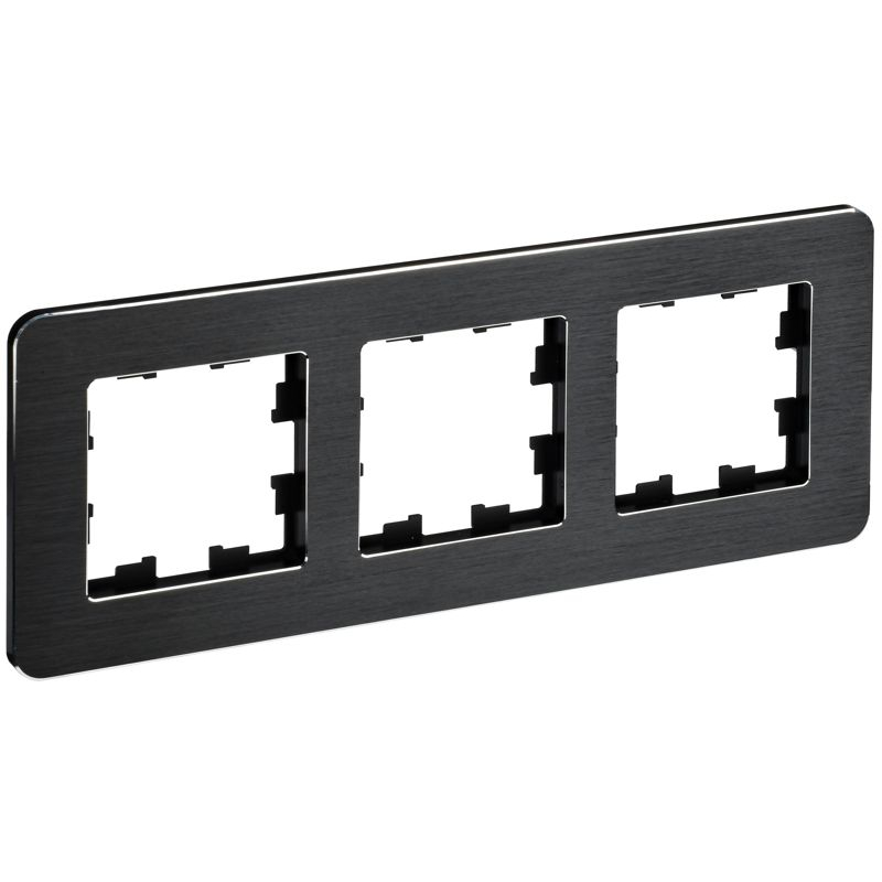 BRITE Рамка 3-местная РУ-3-1-Бр металл черный RE AL IEK