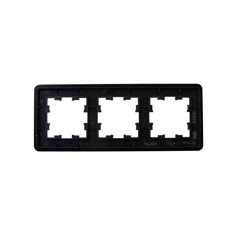 BRITE Рамка 3-местная РУ-3-1-Бр металл черный RE AL IEK