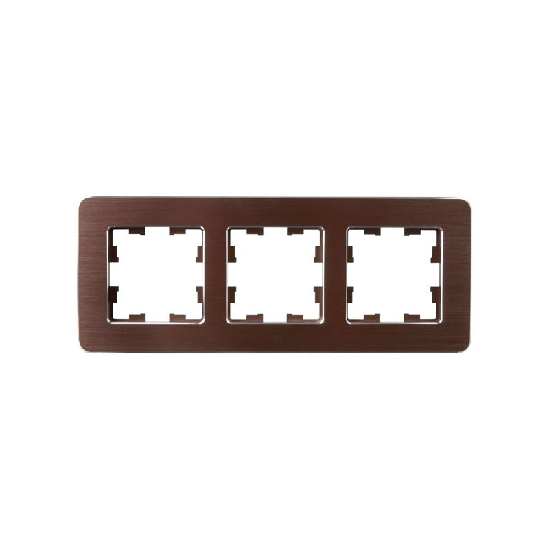 BRITE Рамка 3-местная РУ-3-1-Бр металл коричневый RE AL IEK