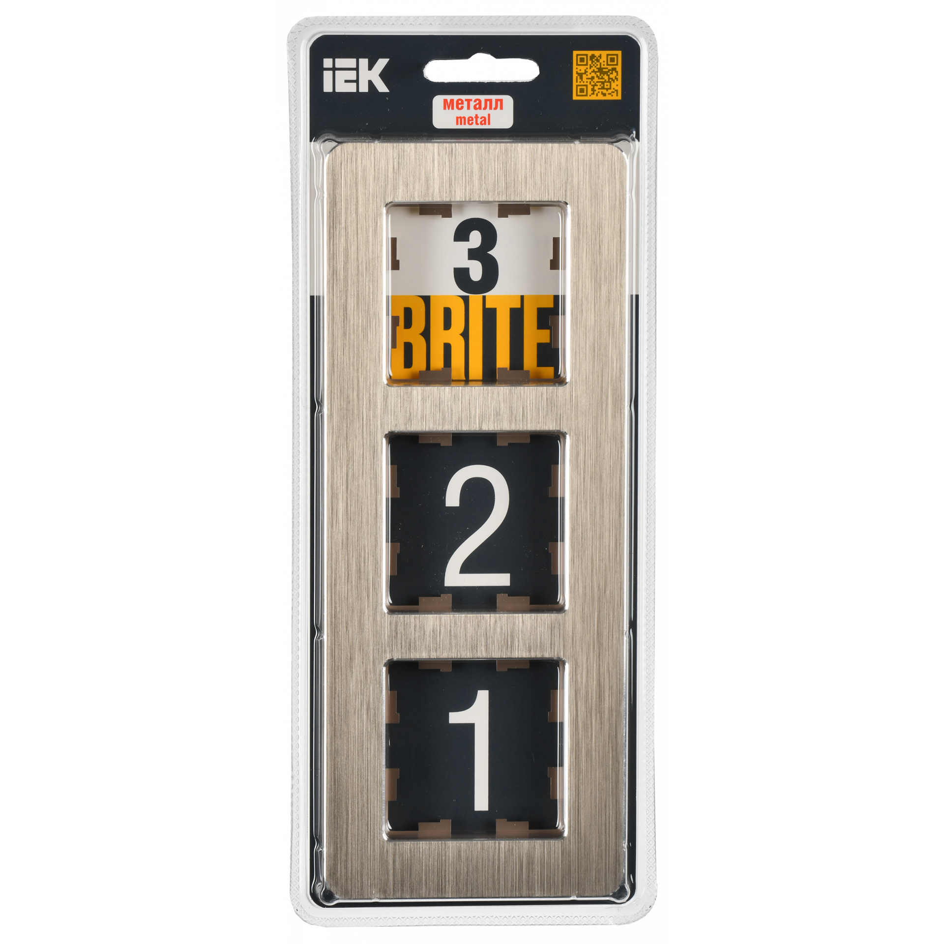 BRITE Рамка 3-местная РУ-3-1-Бр металл шампань RE AL IEK