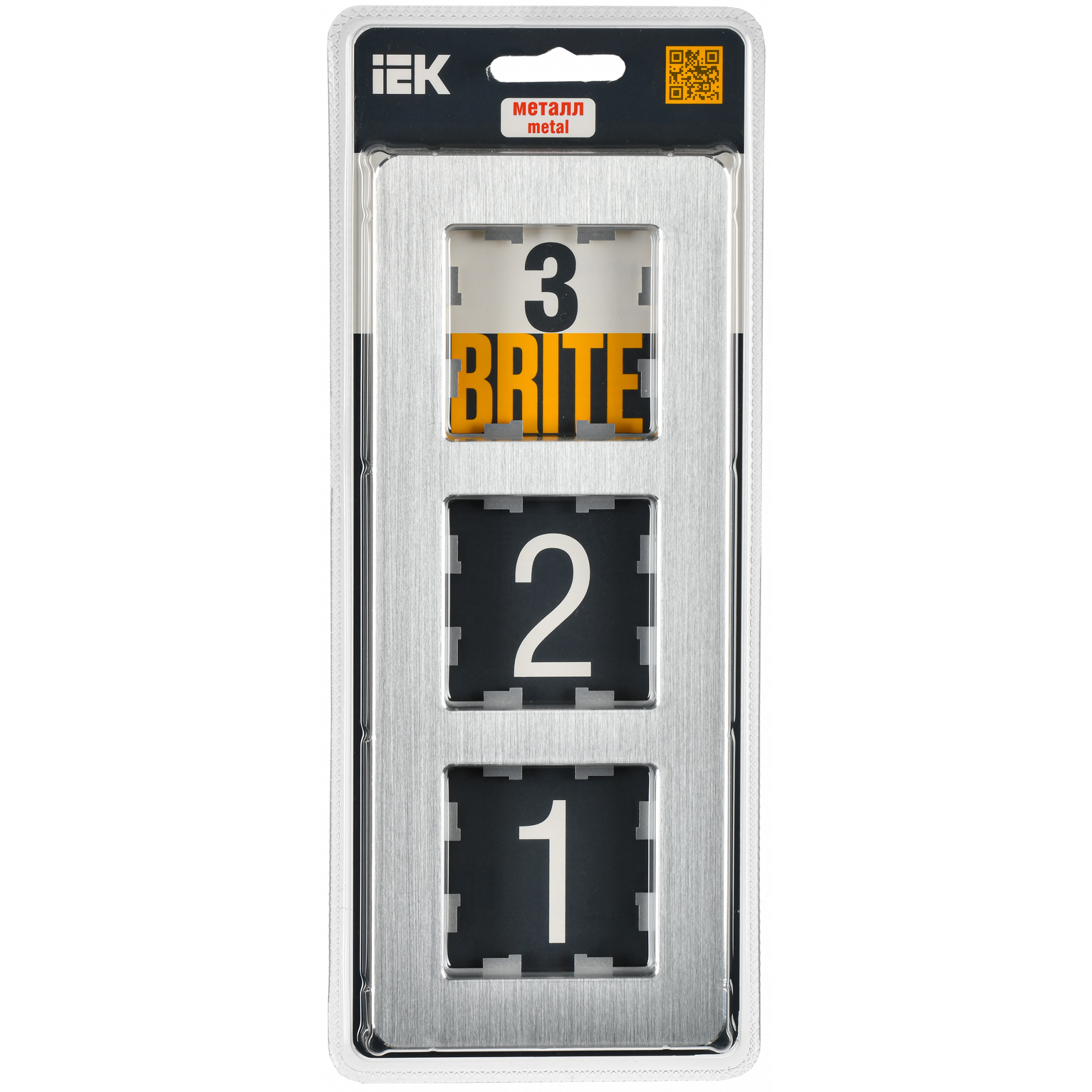 BRITE Рамка 3-местная РУ-3-1-Бр металл алюминий RE AL IEK