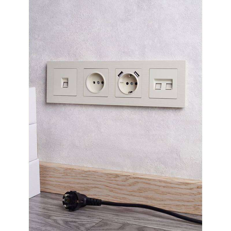 BRITE Рамка 4-местная РУ-4-Бр бежевый рифленый IEK