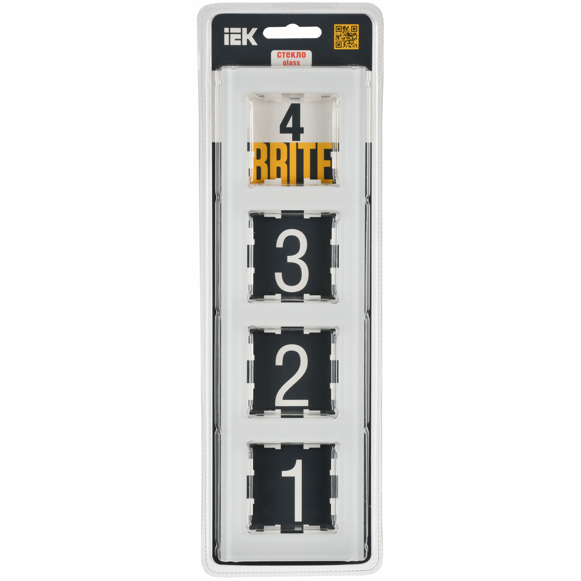 BRITE Рамка 4-местная РУ-4-2-Бр стекло белый матовый IEK