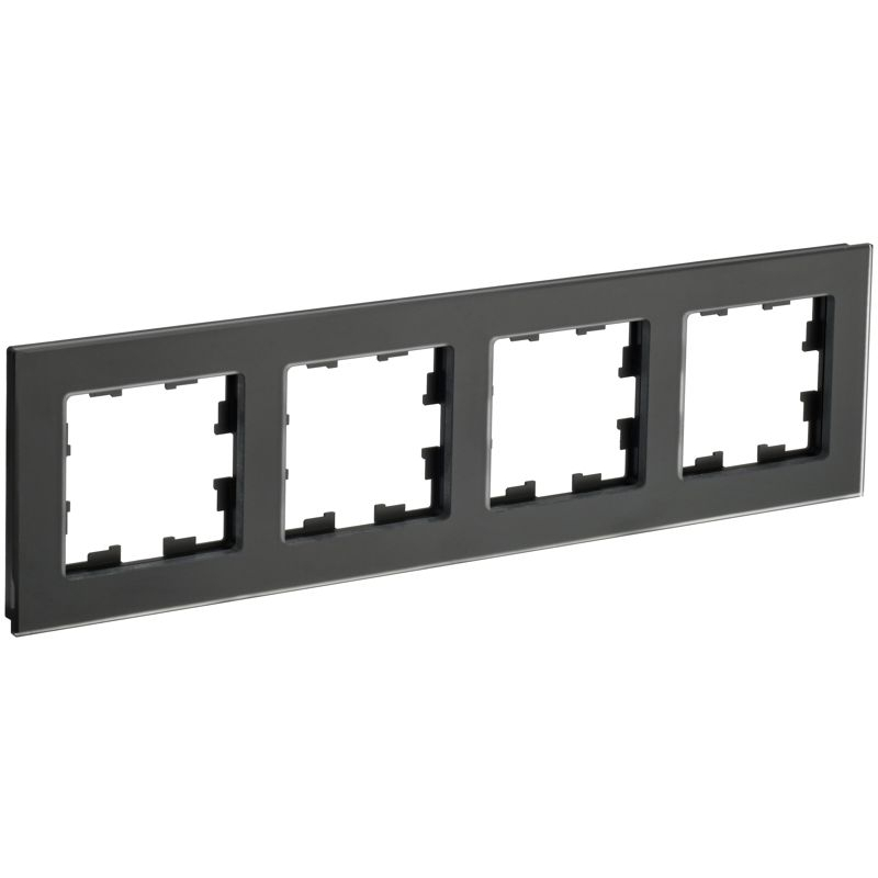 BRITE Рамка 4-местная РУ-4-2-Бр стекло черный матовый IEK