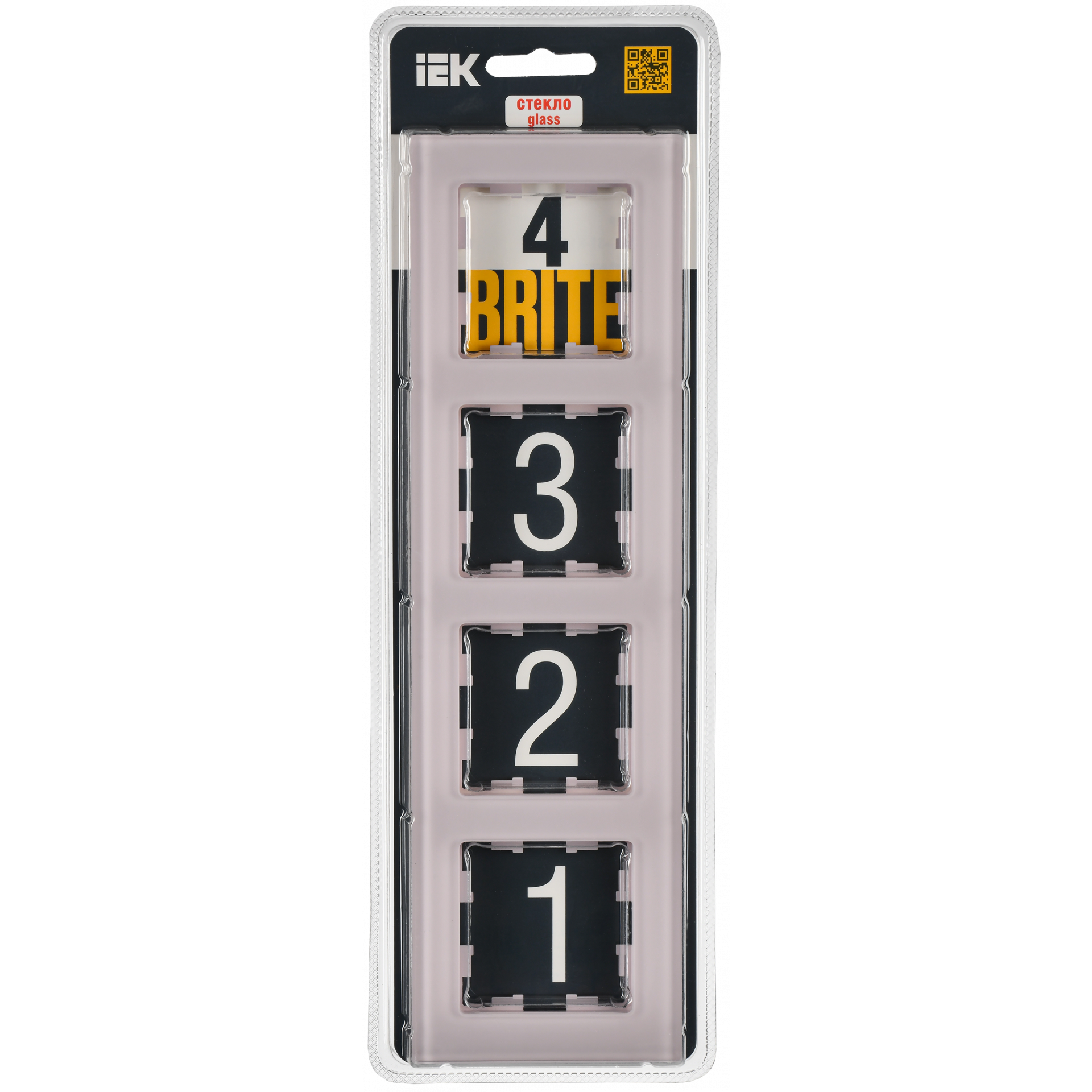 BRITE Рамка 4-местная РУ-4-2-Бр стекло розовый матовый IEK