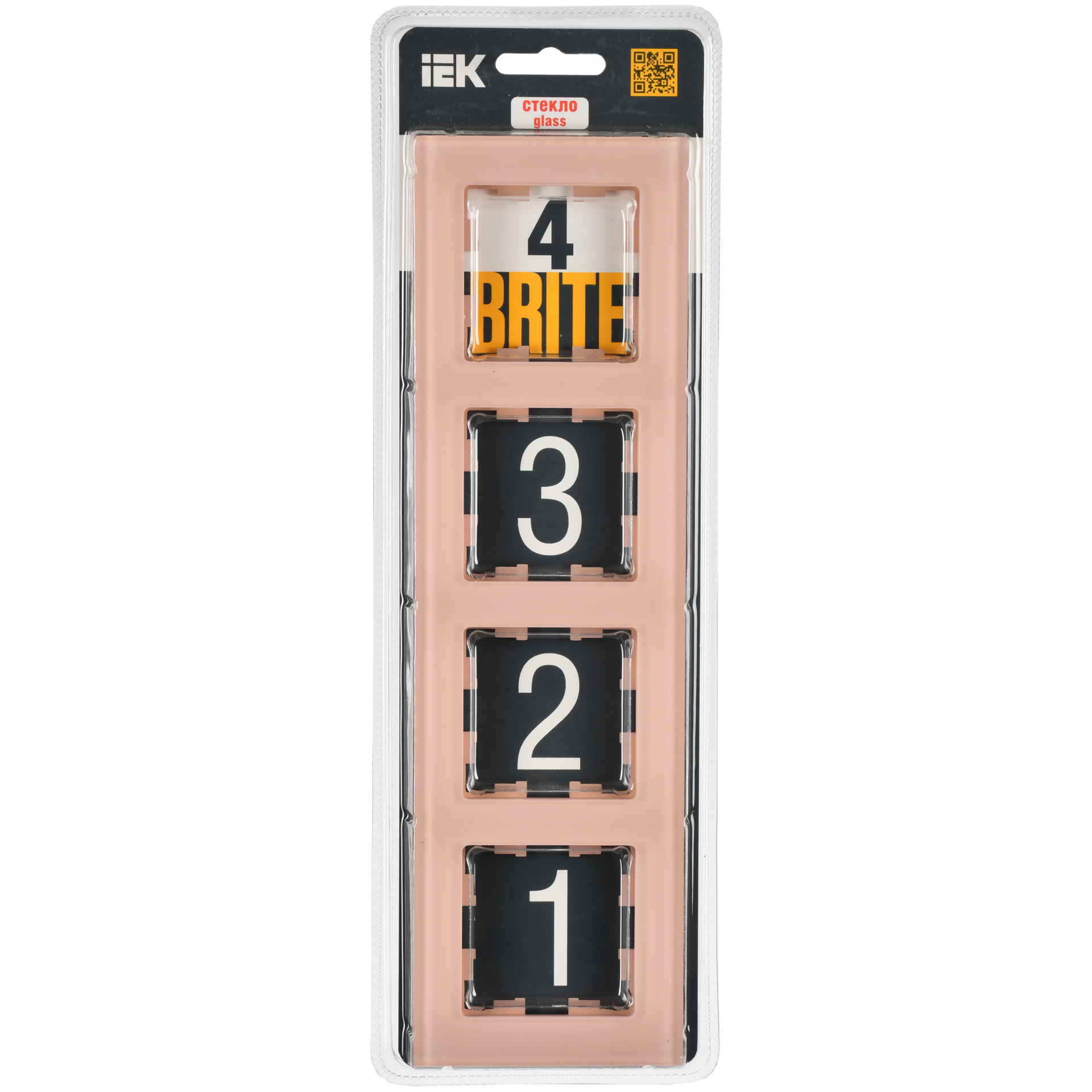 BRITE Рамка 4-местная РУ-4-2-БрП стекло персиковый матовый IEK