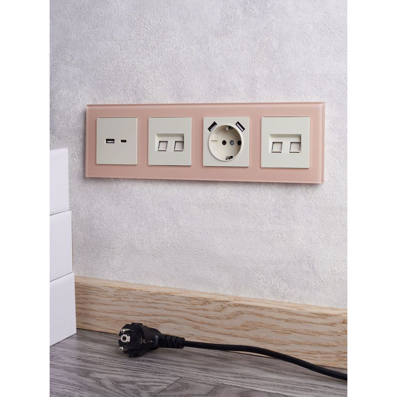 BRITE Рамка 4-местная РУ-4-2-БрП стекло персиковый матовый IEK