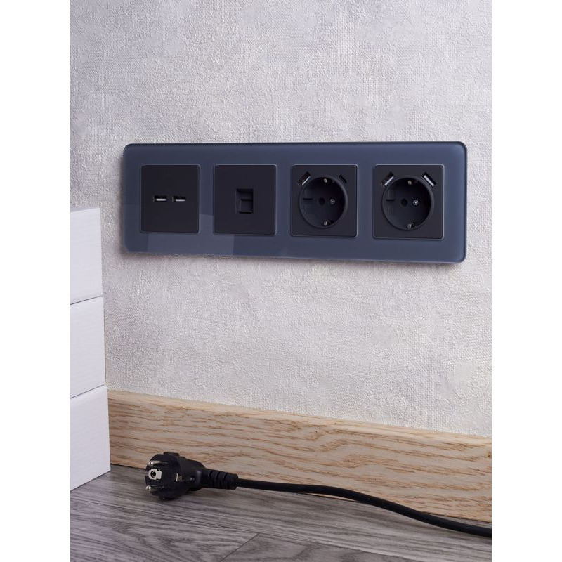 BRITE Рамка 4-местная РУ-4-2-Бр стекло графит RE IEK