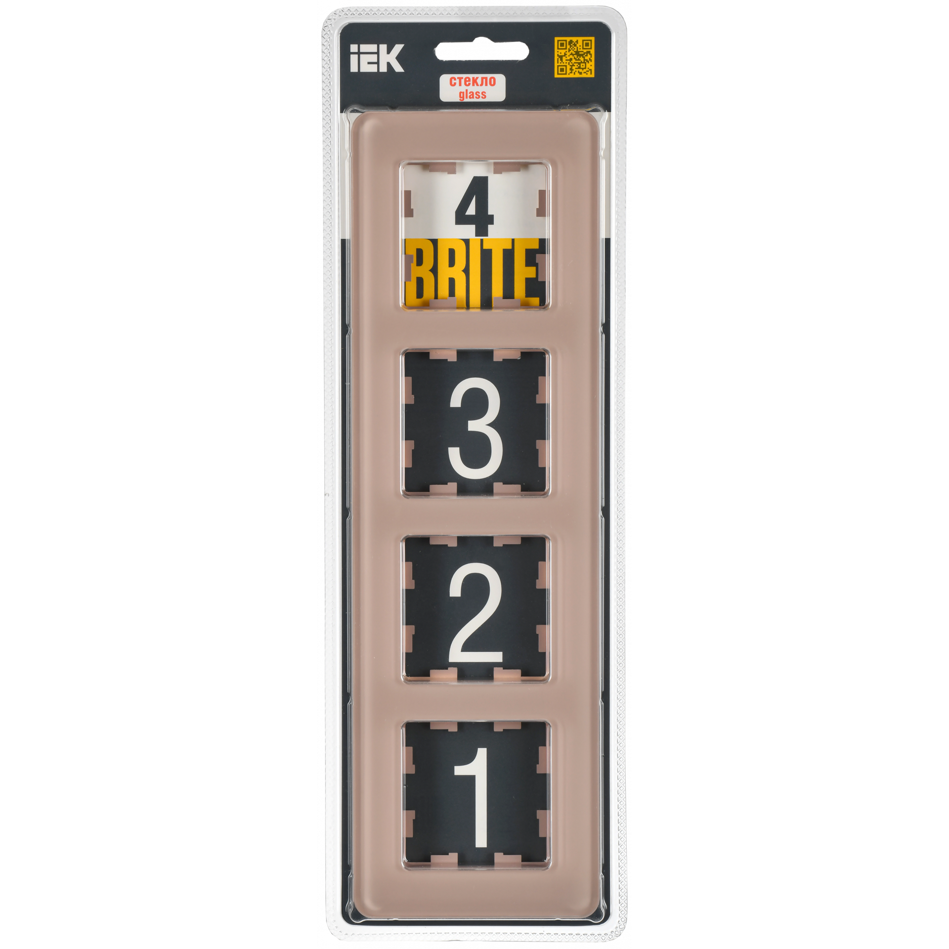 BRITE Рамка 4-местная РУ-4-2-Бр стекло дымчатый RE IEK
