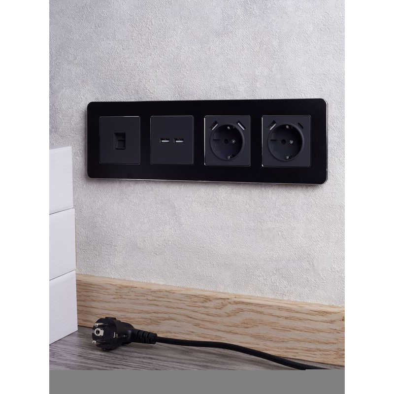 BRITE Рамка 4-местная РУ-4-1-Бр металл черный RE IEK