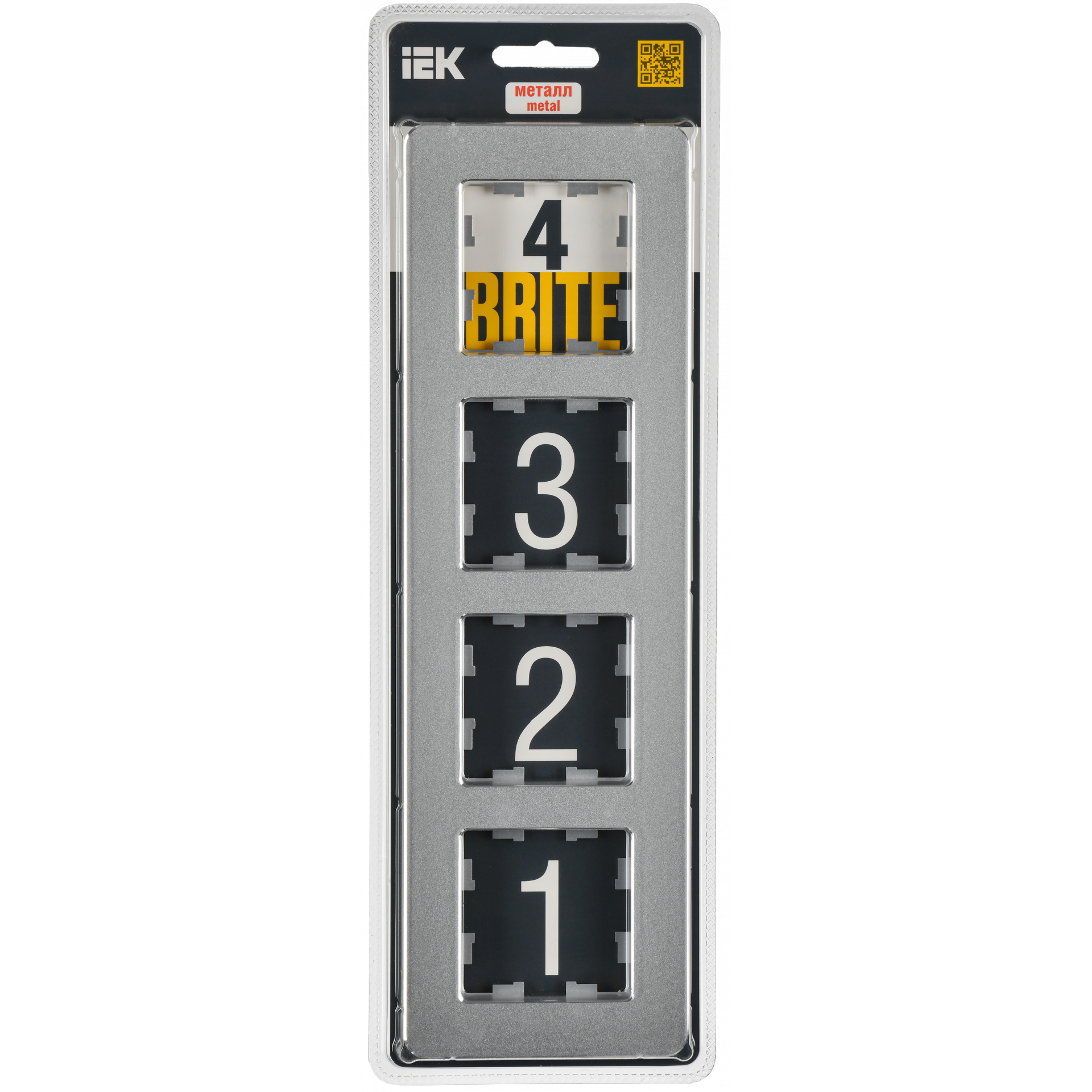 BRITE Рамка 4-местная РУ-4-1-Бр металл алюминий RE IEK