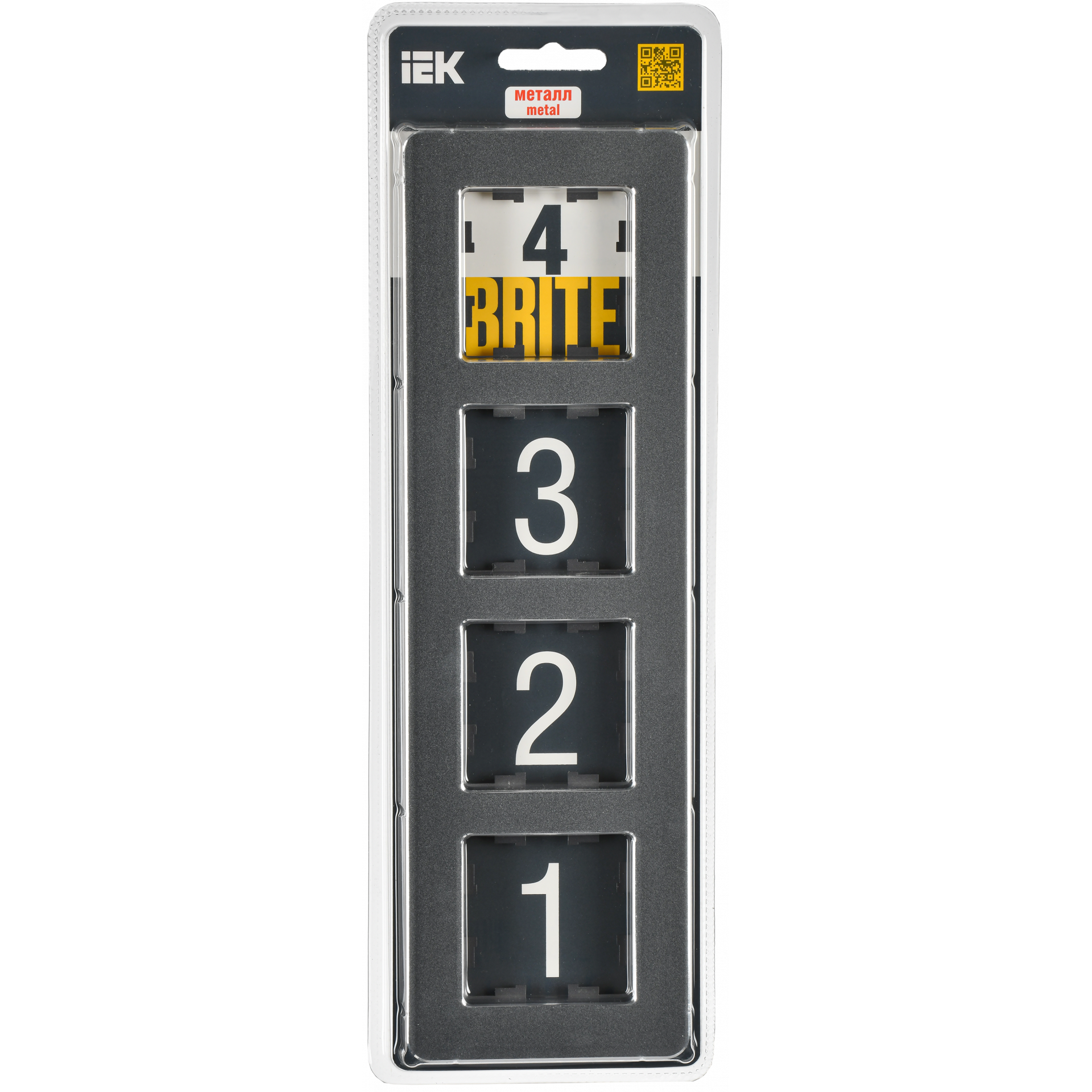 BRITE Рамка 4-местная РУ-4-1-Бр металл титан RE IEK