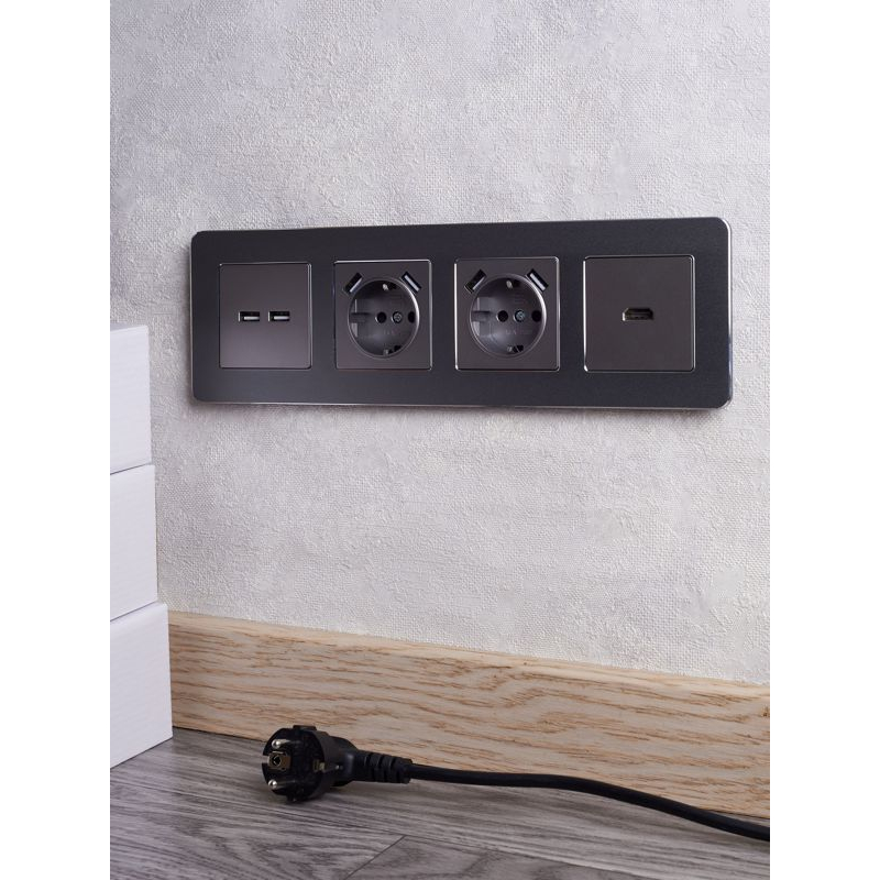 BRITE Рамка 4-местная РУ-4-1-Бр металл титан RE IEK