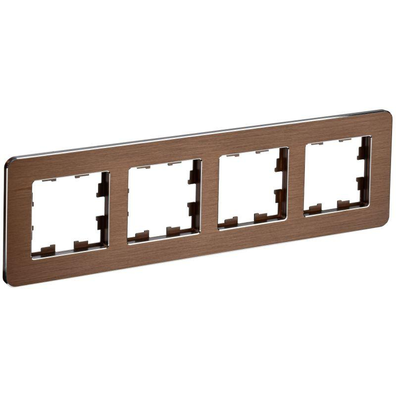 BRITE Рамка 4-местная РУ-4-1-Бр металл коричневый RE AL IEK