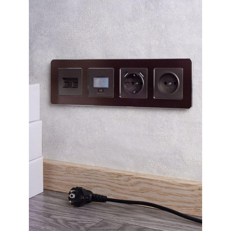 BRITE Рамка 4-местная РУ-4-1-Бр металл коричневый RE AL IEK