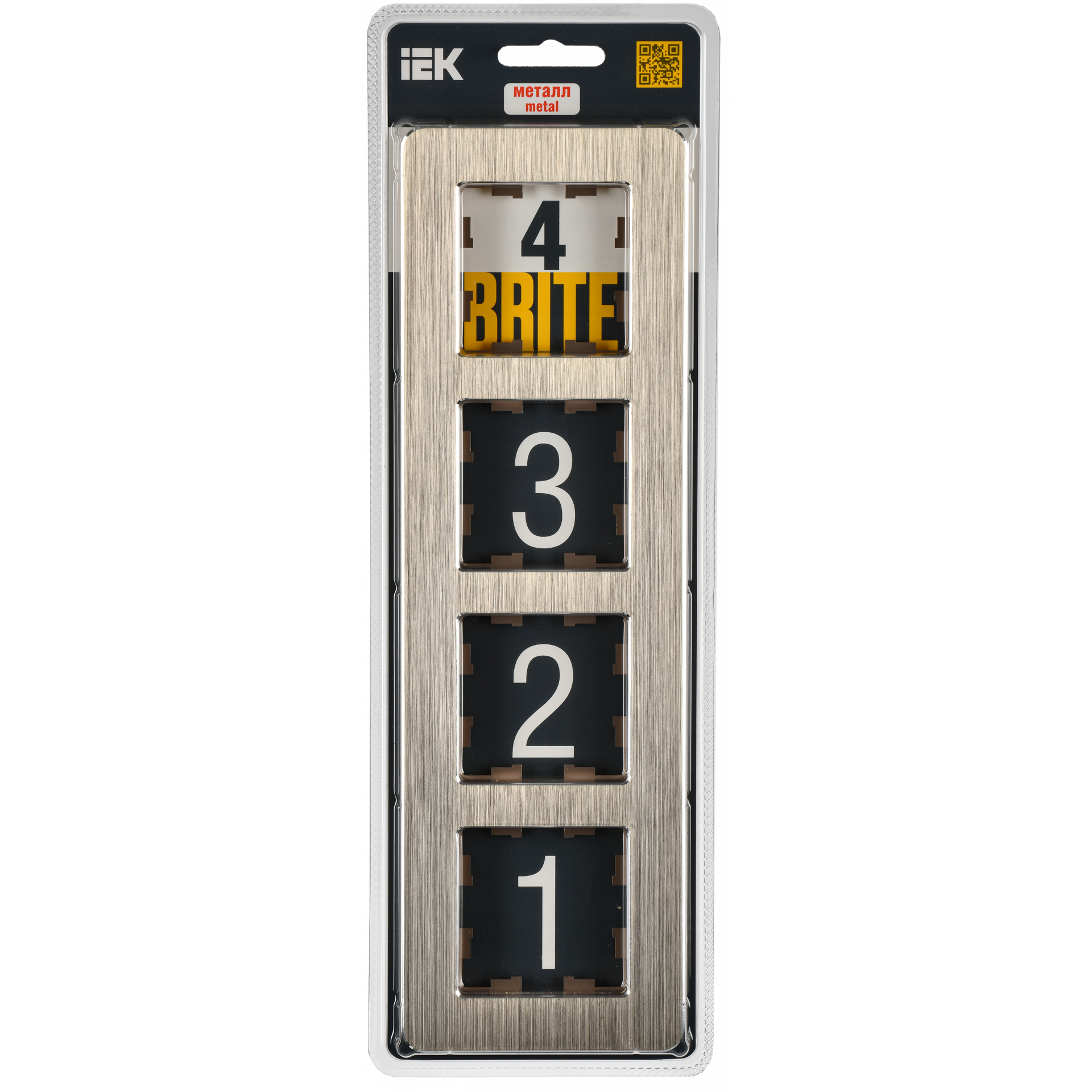 BRITE Рамка 4-местная РУ-4-1-Бр металл шампань RE AL IEK