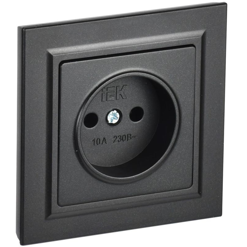 BRITE Розетка 1-местная без заземления без защитных шторок 10А в сб. РСР10-1-0-БрЧ черный IEK