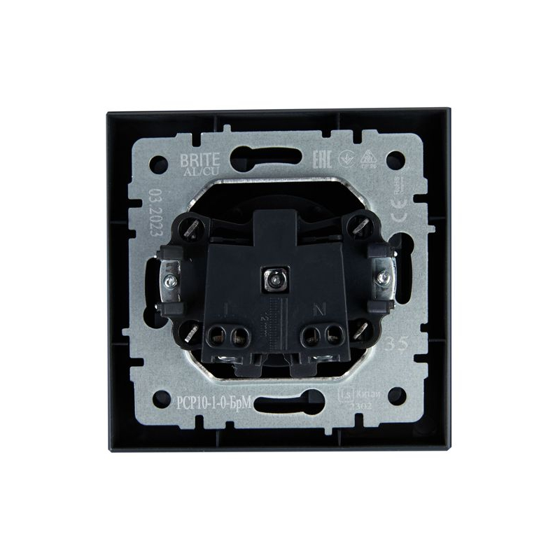 BRITE Розетка 1-местная без заземления без защитных шторок 10А в сб. РСР10-1-0-БрМ маренго IEK