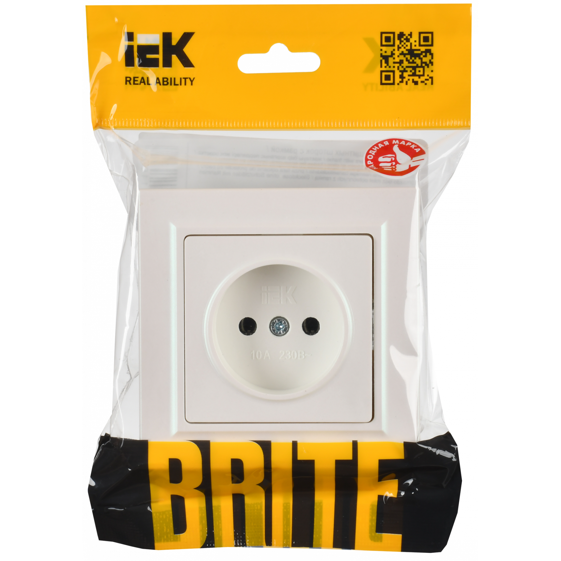 BRITE Розетка 1-местная без заземления без защитных шторок 10А в сб. РСР10-1-0-БрЖ жемчуг IEK