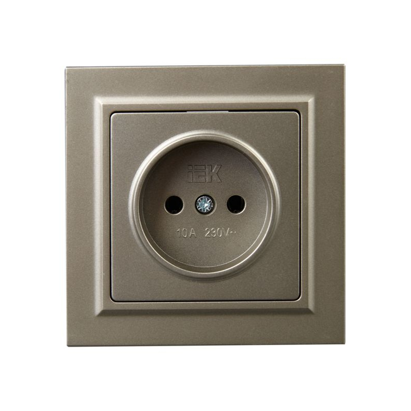 BRITE Розетка 1-местная без заземления без защитных шторок 10А в сб. РСР10-1-0-БрШ шампань IEK