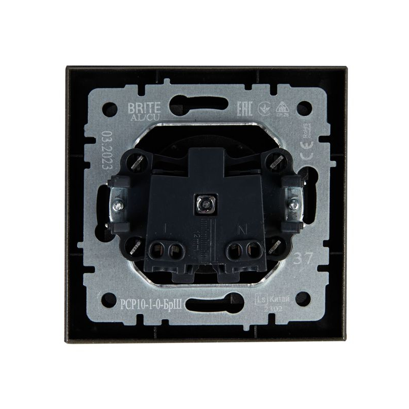 BRITE Розетка 1-местная без заземления без защитных шторок 10А в сб. РСР10-1-0-БрШ шампань IEK