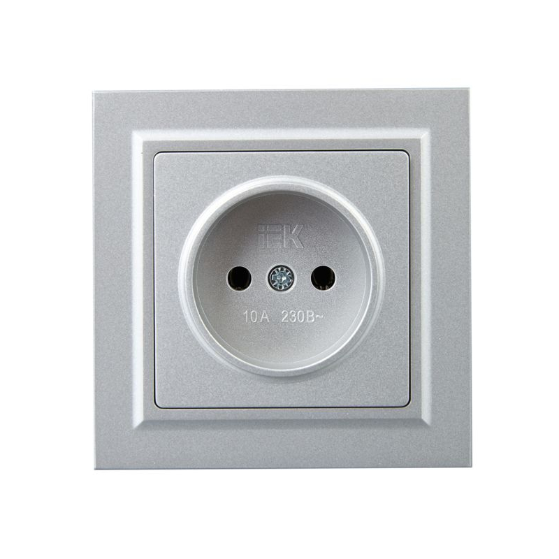 BRITE Розетка 1-местная без заземления без защитных шторок 10А в сб. РСР10-1-0-БрА алюминий IEK