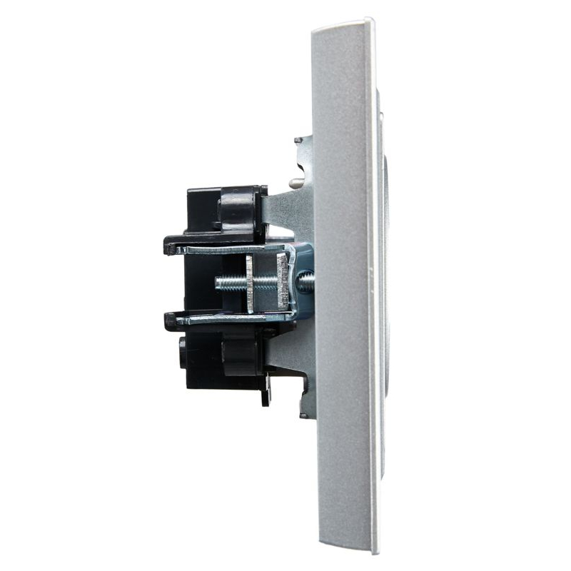 BRITE Розетка 1-местная без заземления без защитных шторок 10А в сб. РСР10-1-0-БрА алюминий IEK