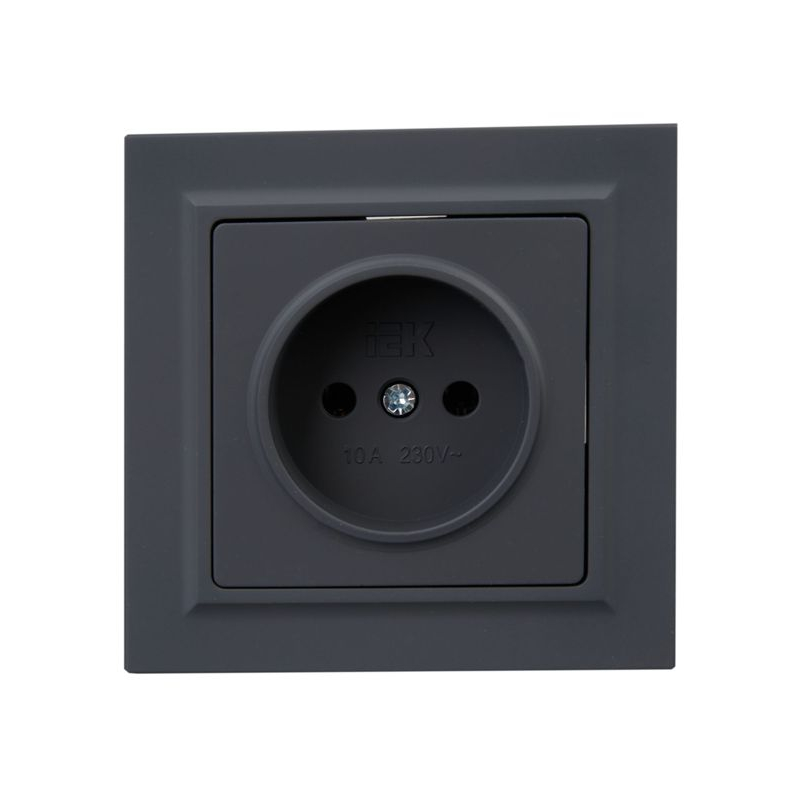 BRITE Розетка 1-местная без заземления без защитных шторок 10А в сб. РСР10-1-0-БрГ графит IEK