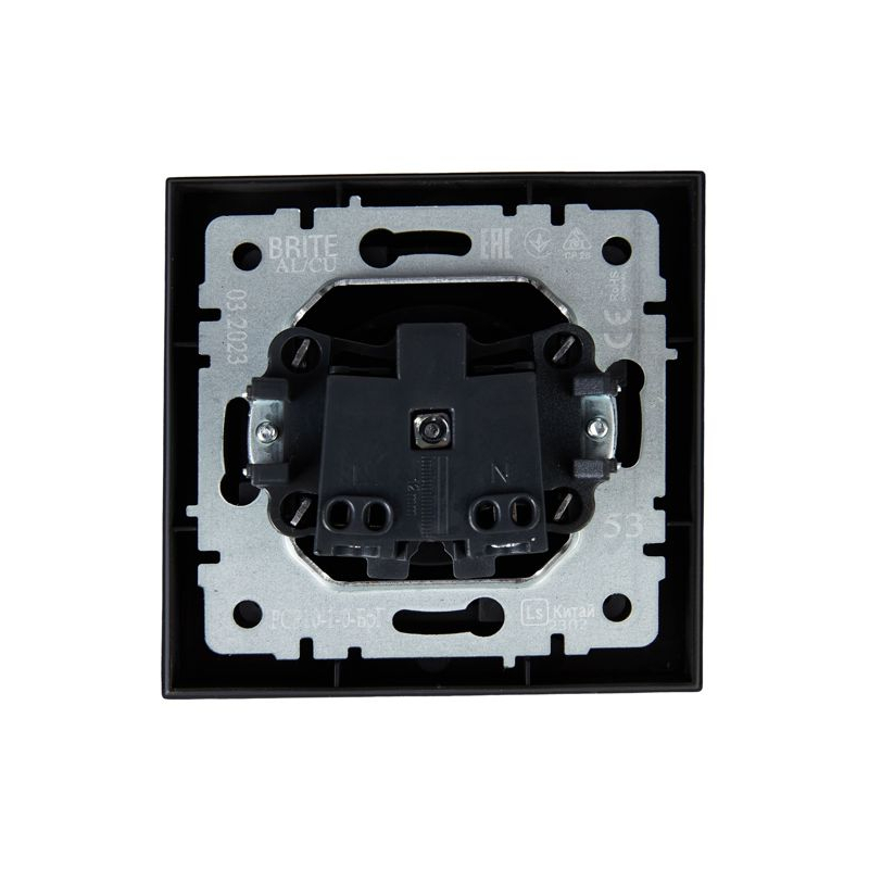 BRITE Розетка 1-местная без заземления без защитных шторок 10А в сб. РСР10-1-0-БрГ графит IEK