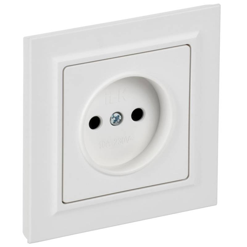 BRITE Розетка 1-местная без заземления без защитных шторок 10А в сборе РСР10-1-0-БрАБ арктический белый IEK