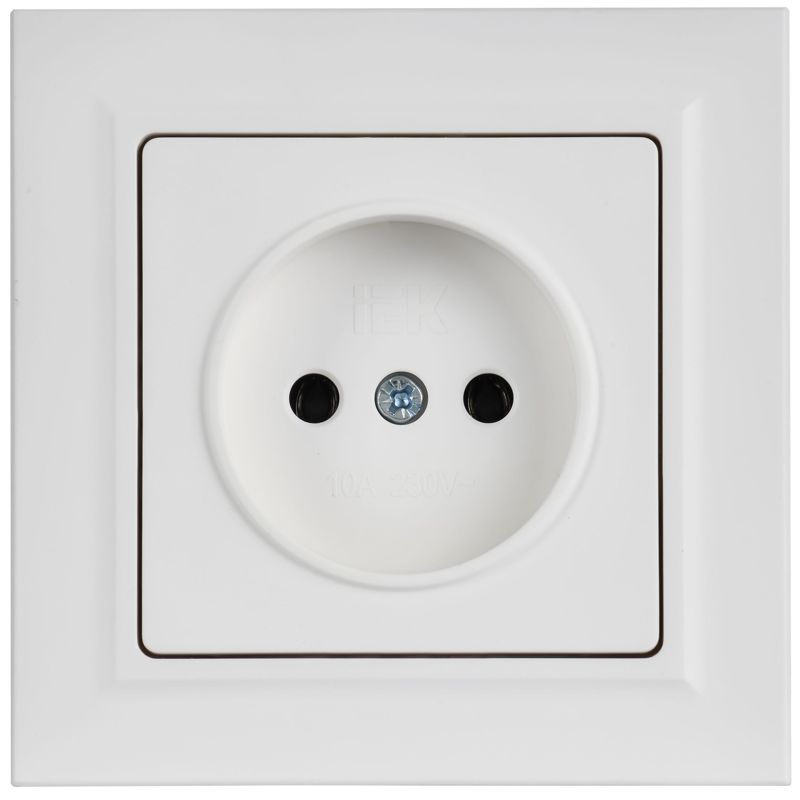 BRITE Розетка 1-местная без заземления без защитных шторок 10А в сборе РСР10-1-0-БрАБ арктический белый IEK