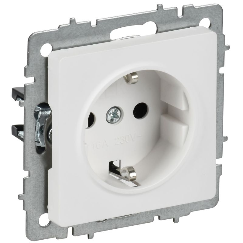 BRITE Розетка 1-местная с заземлением без защитных шторок 16А РС11-1-0-БрАБ арктический белый IEK