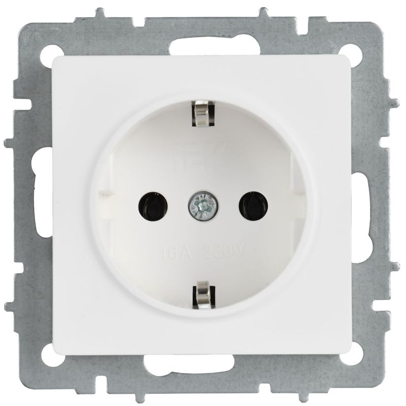 BRITE Розетка 1-местная с заземлением без защитных шторок 16А РС11-1-0-БрАБ арктический белый IEK