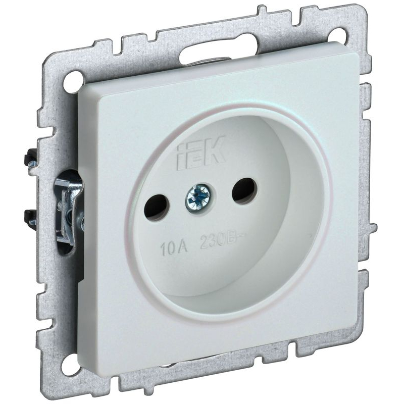 BRITE Розетка 1-местная без заземления с защитными шторками 10А РСш10-2-БрЖ жемчуг IEK