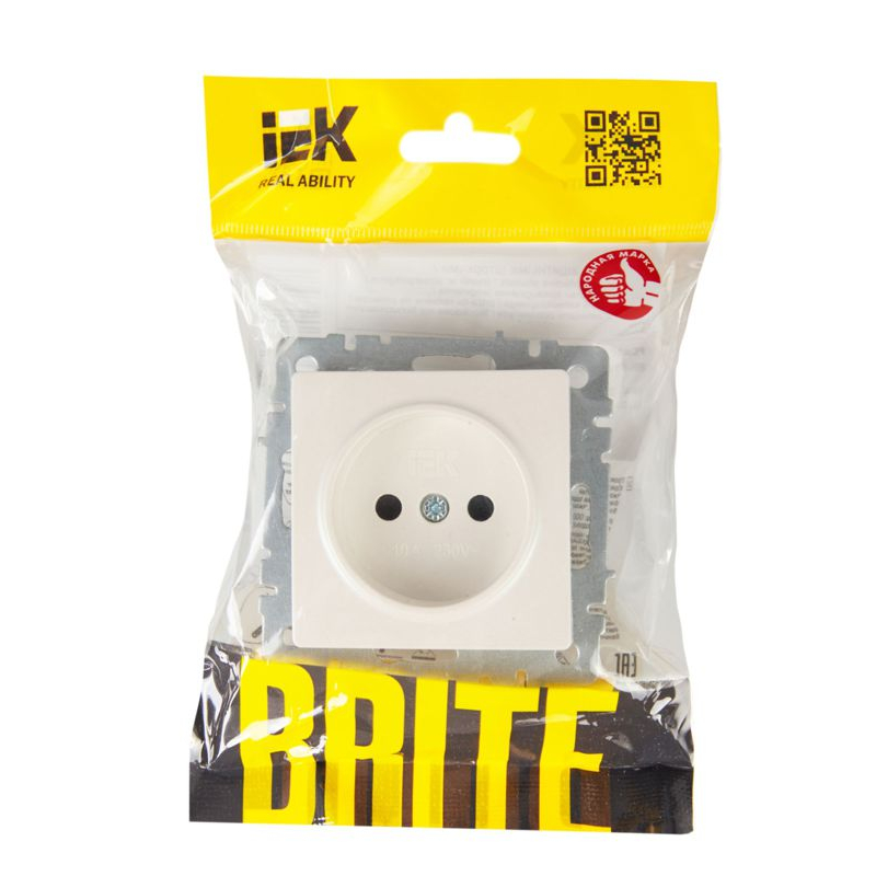 BRITE Розетка 1-местная без заземления с защитными шторками 10А РСш10-2-БрЖ жемчуг IEK