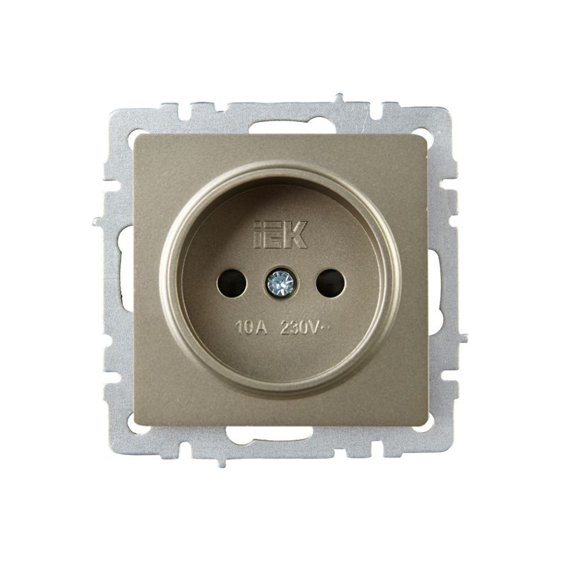 BRITE Розетка 1-местная без заземления с защитными шторками 10А РСш10-2-БрШ шампань IEK
