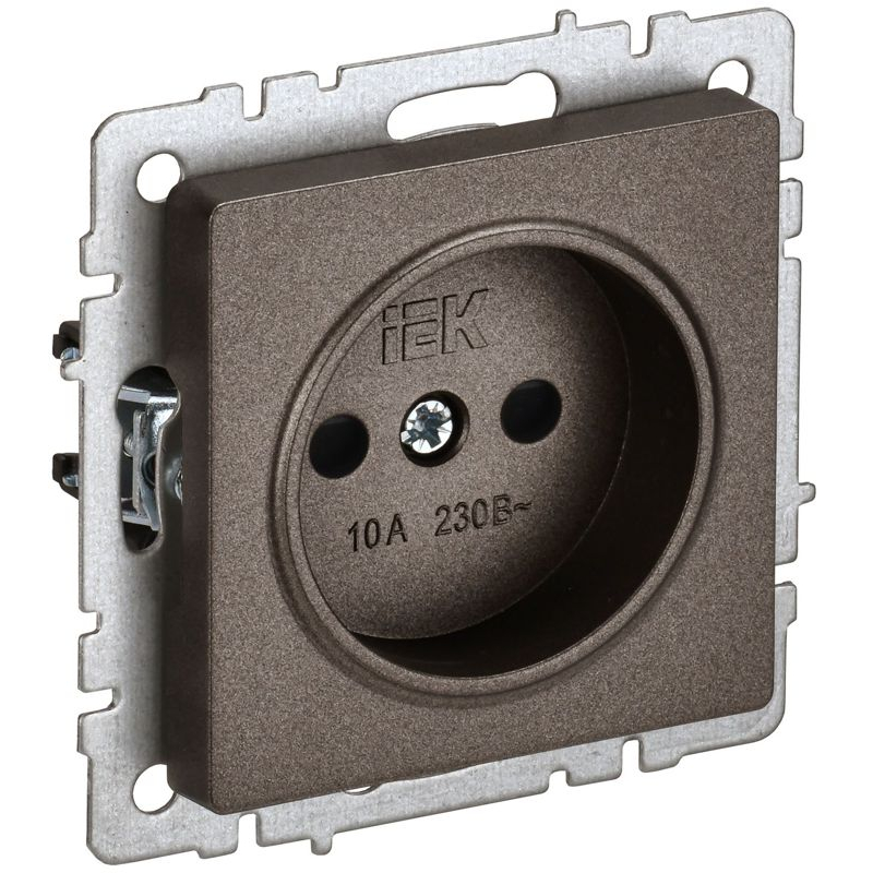 BRITE Розетка 1-местная без заземления с защитными шторками 10А РСш10-2-БрТБ темная бронза IEK